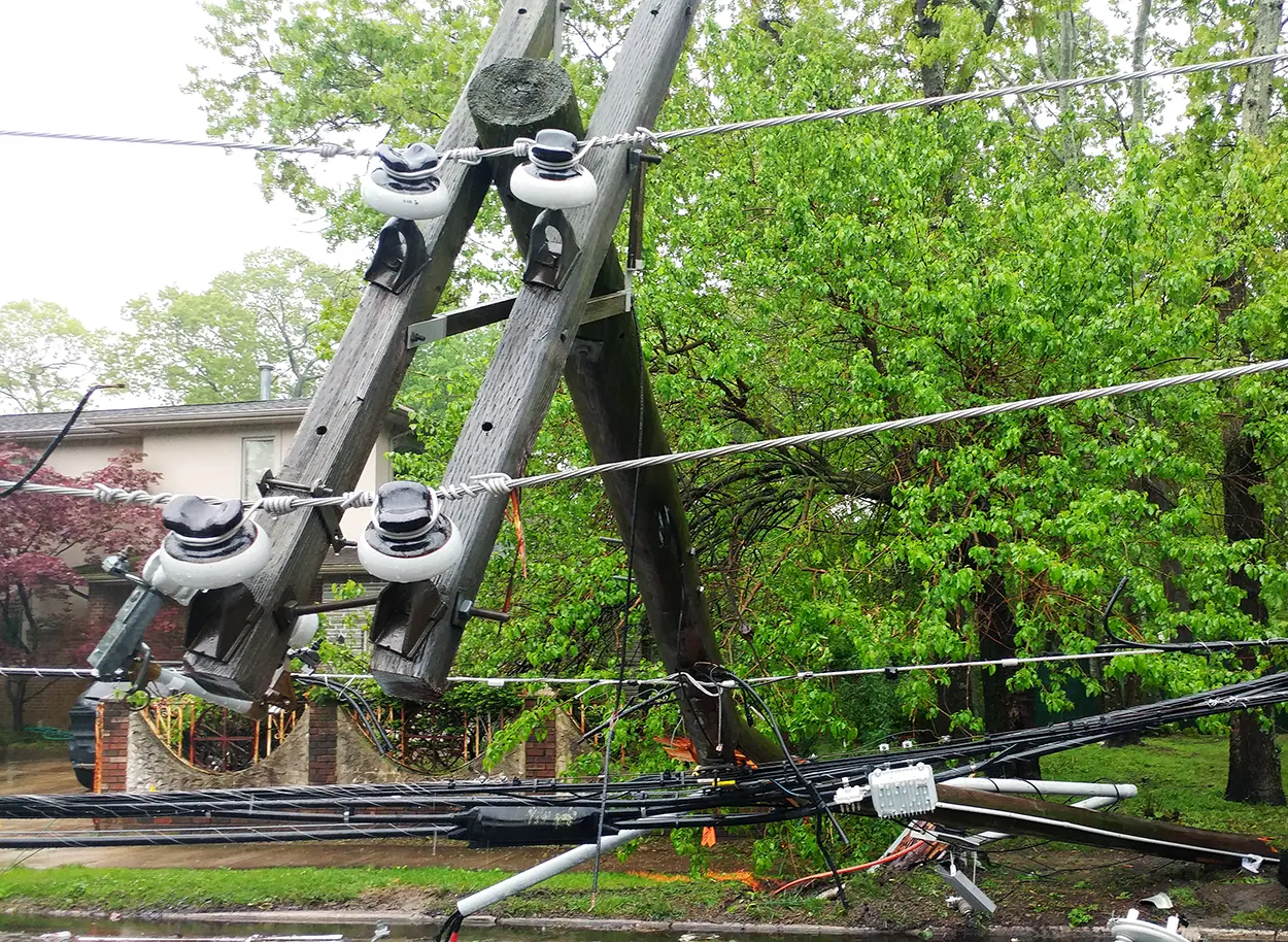 Storm Damaged Electric Pole
