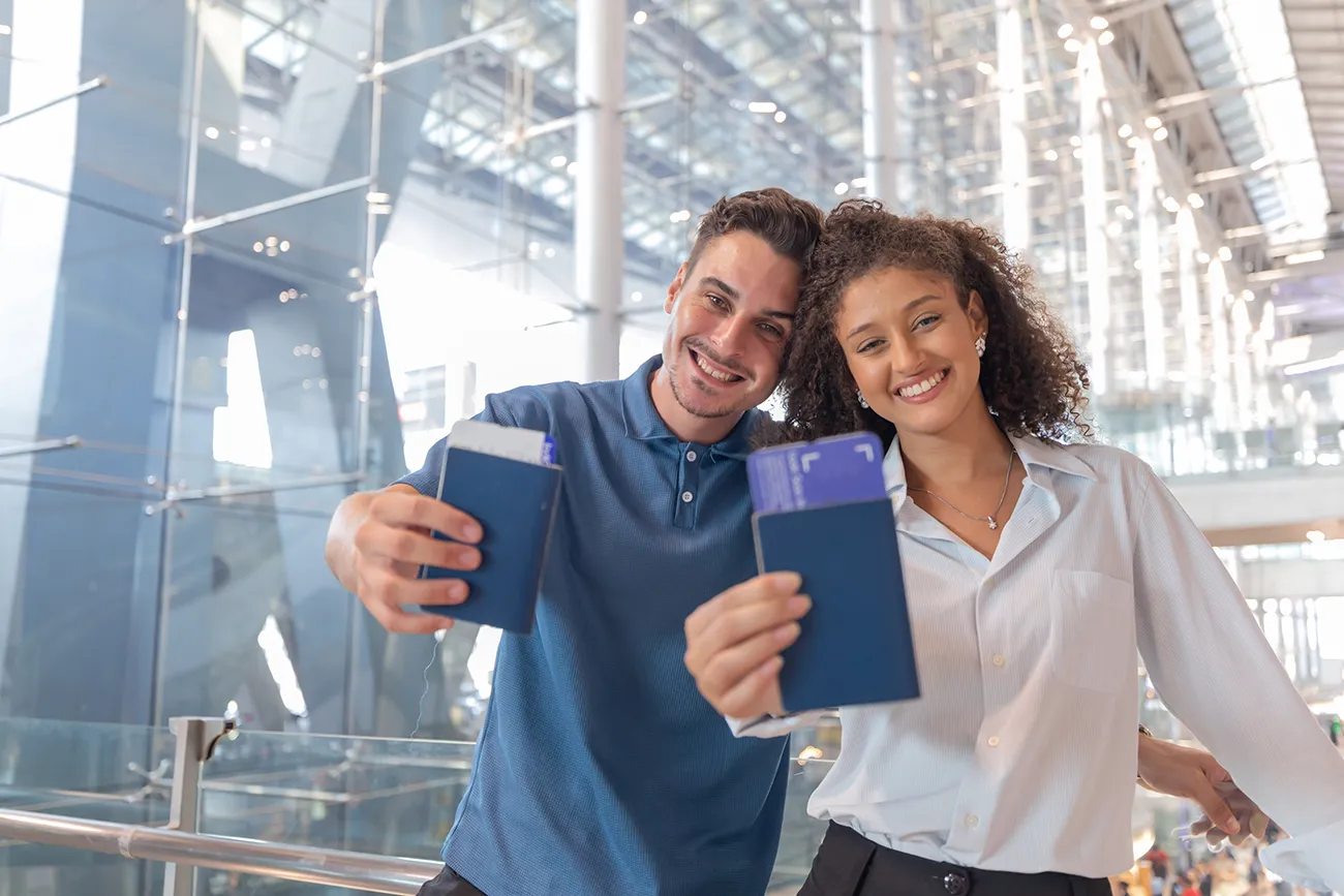 couple showing passports