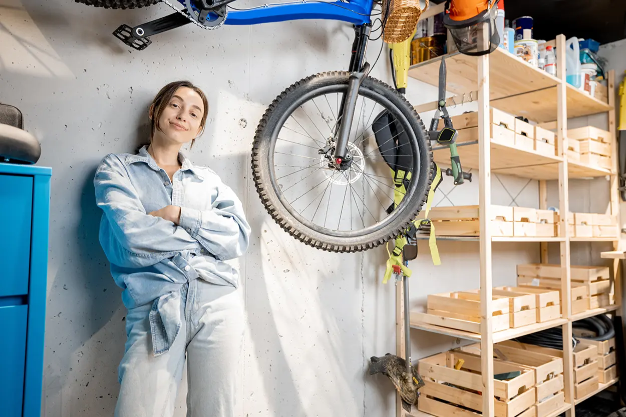 woman organizing a garage